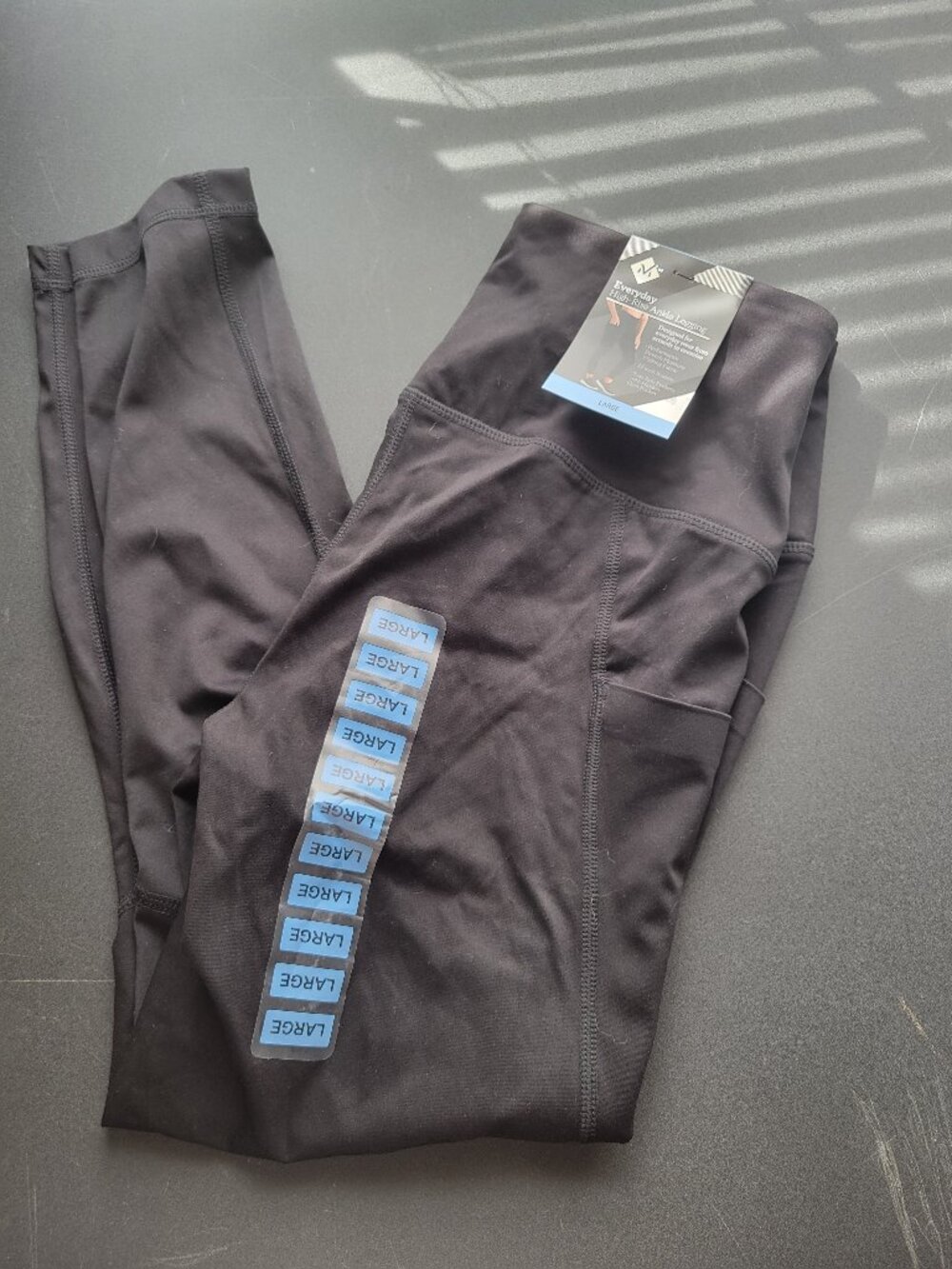 Member's Mark Black Leggings Women's Large Everyday Stretch High-Rise Ankle NWT